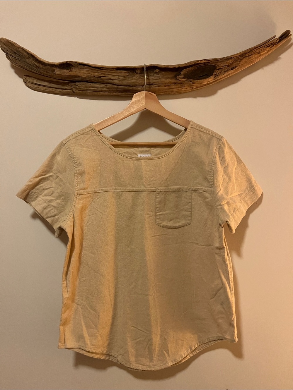 Soft Cotton Short-Sleeve Pocket Tee in Cream